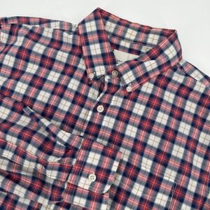 American Eagle Mens Plaid Button Down Shirt Red White Blue Cotton Medium